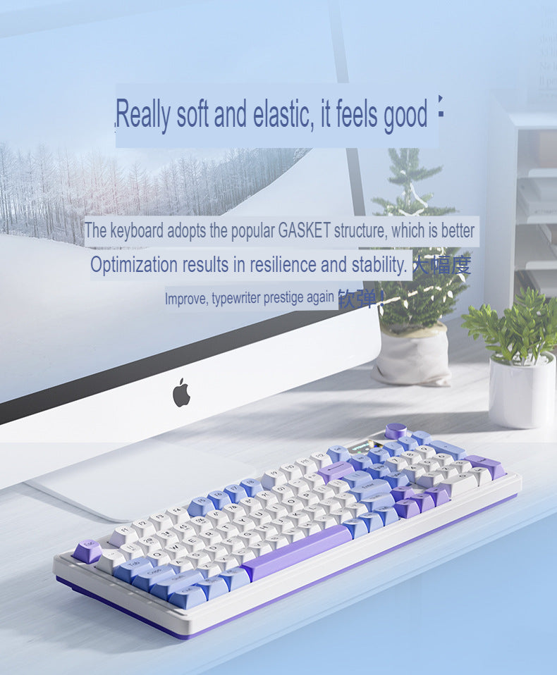 "Langtu-L98: Three-Mode Wireless Bluetooth Silent Keyboard with RGB Light Effects, Ideal for Gaming and Office Use."