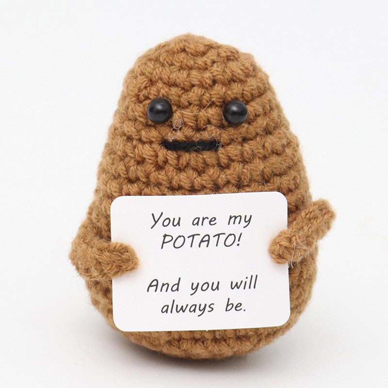 Handmade wool woven potato dolls funny positive energy.