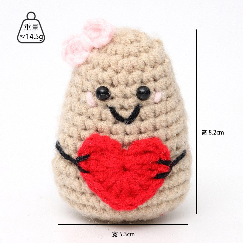 Handmade wool woven potato dolls funny positive energy.