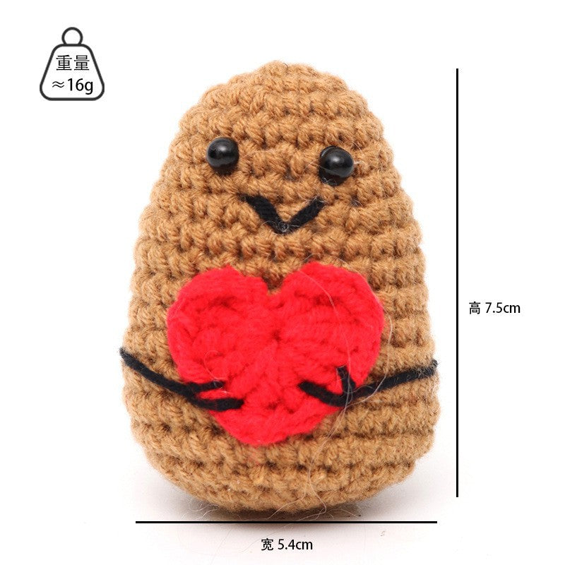 Handmade wool woven potato dolls funny positive energy.