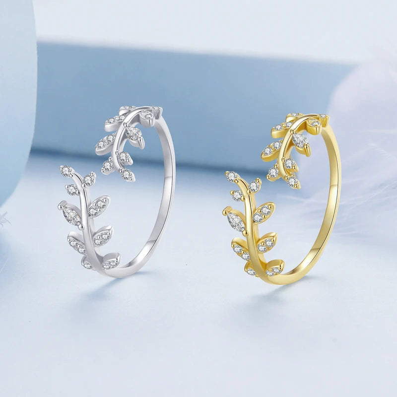 Korean Style Delicate Leaf Open Ring