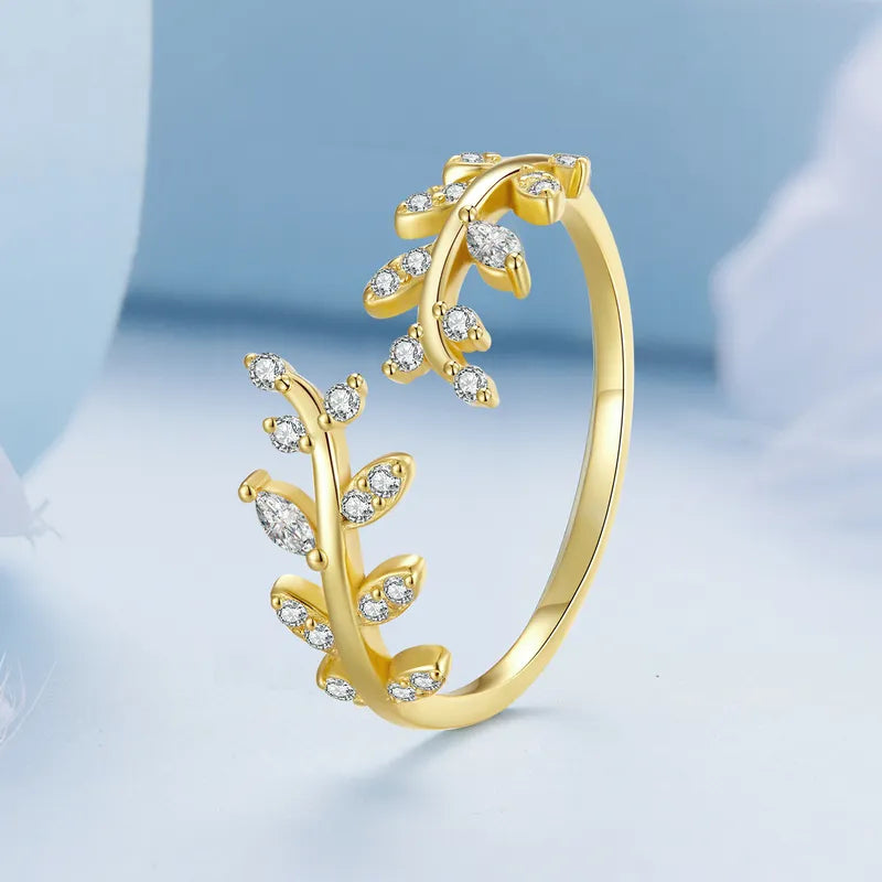 Korean Style Delicate Leaf Open Ring